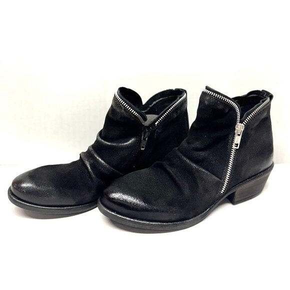 MIZ MOOZ NUBUCK LEATHER BOOTIE SIDE ZIP AROUND BLACK 37EU / 7US NEW # Z-134 - Picture 2 of 5